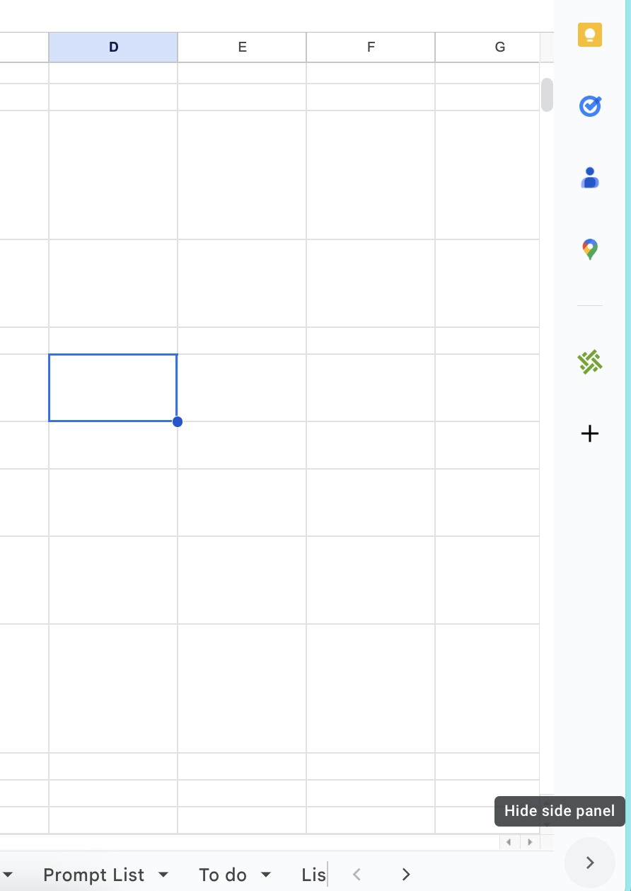 Screenshot showing the sidebar toggle button in the bottom right corner